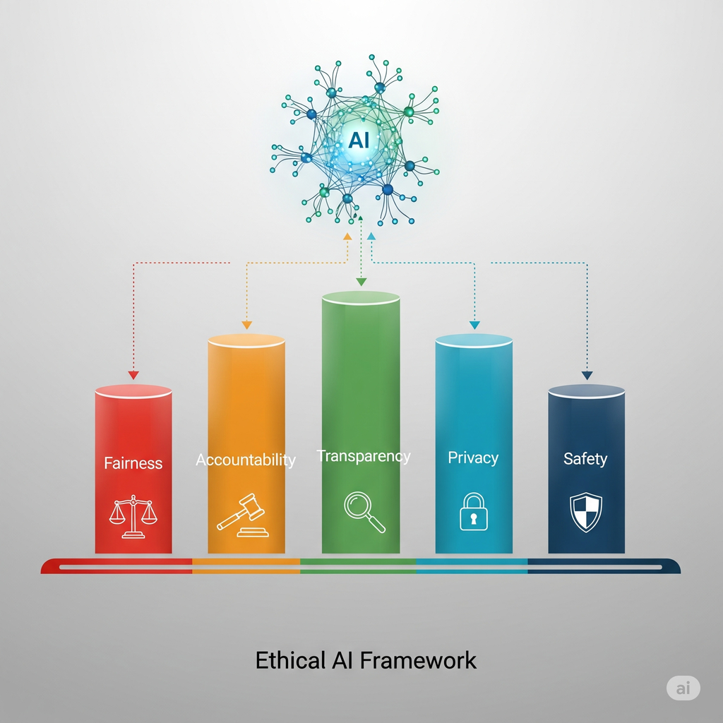 Diagram of Ethical AI pillars